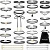 Necklaces | PAXCOO Paxcoo 32 Pcs Choker Necklaces Set Including 26 Pcs Black Choker Necklaces And 6 Pcs Extender Chains For Women Girls