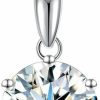 Necklaces | SecreTalk Secretalk Moissanite Pendant Necklace 1-5Ct 18K White Gold Plated Silver D Color Ideal Cut Diamond Necklace For Women With Certificate Of Authenticity