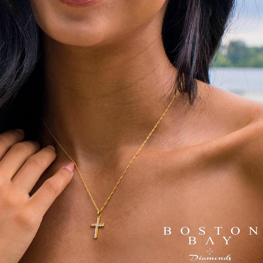 Necklaces | Boston Bay Diamonds Boston Bay Diamonds Diamond Cross Pendant In .925 Sterling Silver With 18\" Chain - Choice Of Color