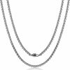 Necklaces | SanThree Santhree Pure Titanium Necklace For Men 3Mm Square Rolo Chain, Durable Skin Friendly Solid Titanium Round Link Box Chain For Women Gift