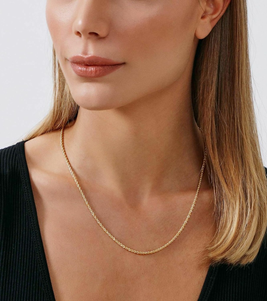 Necklaces | Jewelry Atelier Jewelry Atelier Gold Chain Necklace Collection - 14K Solid Yellow Gold Filled Rope Chain Necklaces For Women And Men With Different Sizes (2.1Mm, 2.7Mm, Or 3.8Mm)