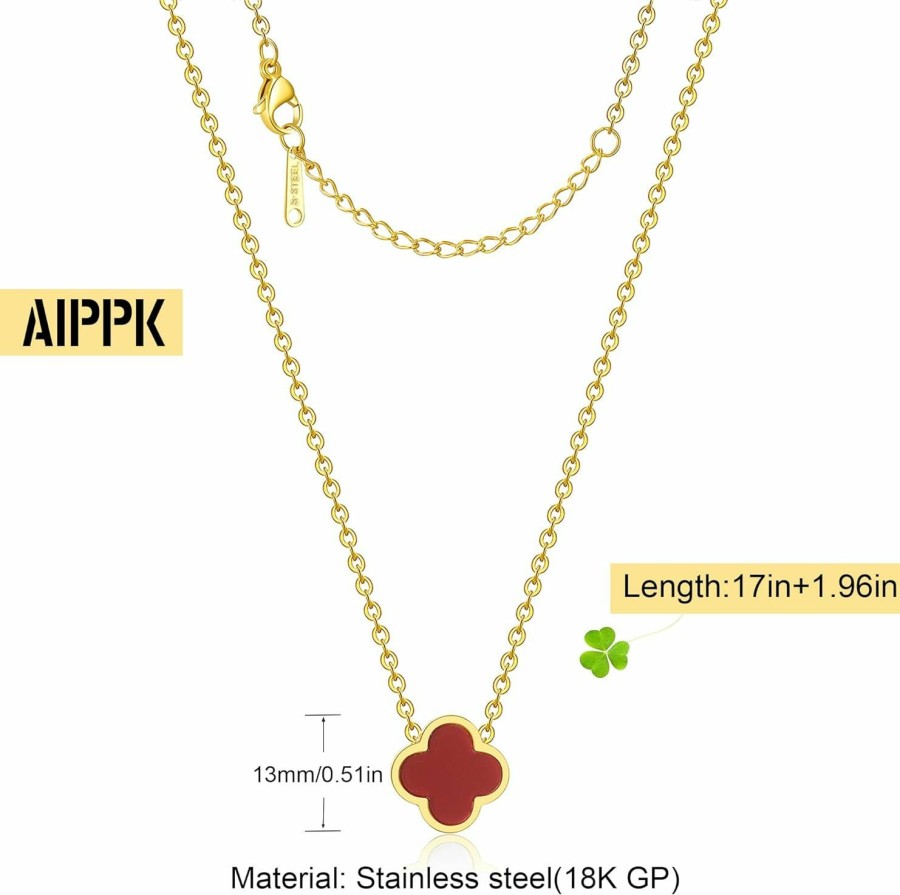 Necklaces | AIPPK Aippk 18K Gold Plated Clover Necklace For Women Four Leaf Clover Necklace Flower Lucky Pendant Dainty Jewelry Gifts For Girls