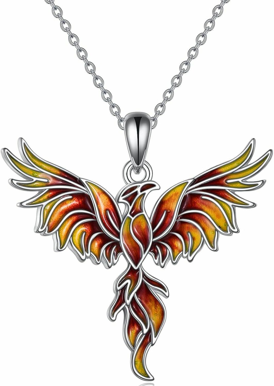 Necklaces | YAFEINI Yafeini Phoenix Pendant Necklace 925 Sterling Silver Jewelry Gifts For Women Girls Mom (Yellow Red Dripping Oil)