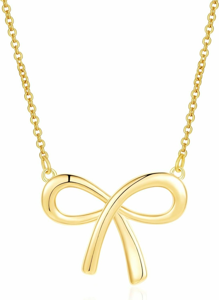 Necklaces | VULETO Vuleto Bow Necklace For Women Girls 14K Gold Plated Bowknot Dainty Bow Pendant Chain Necklace Fashion Jewelry Gifts