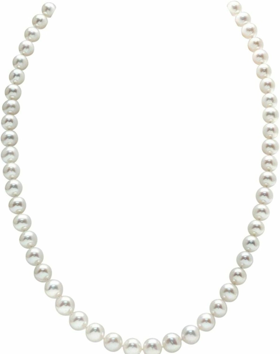 Necklaces | The Pearl Source The Pearl Source 14K Gold 5.0-5.5Mm Aaaa Quality White Freshwater Cultured Pearl Necklace For Women In 16\" Choker Length