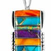 Necklaces | Turquoise Network Turquoise & Gemstones Pendant Necklace In Sterling Silver 925 (Multi)