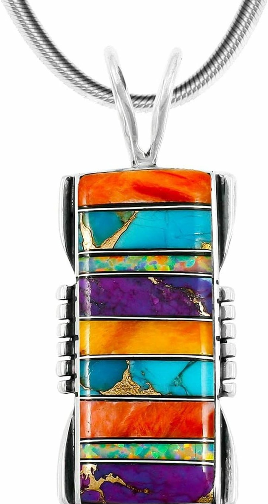 Necklaces | Turquoise Network Turquoise & Gemstones Pendant Necklace In Sterling Silver 925 (Multi)