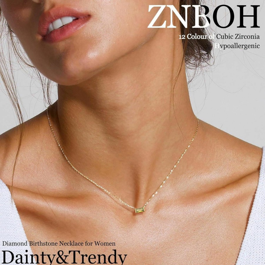 Necklaces | ZNBOH Znboh Birthstone Necklace For Women Dainty Trendy 14K Gold Plated Emerald Necklaces Simple Green Diamond Pendant Choker Blue Cute Cubic Zirconia Jewelry For Teen Girls Mothers Birthday Gifts