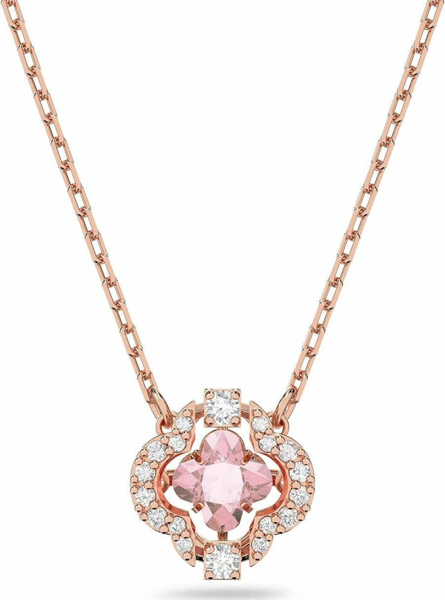 Necklaces | SWAROVSKI Swarovski Sparkling Dance Clover Necklace, Earrings, And Bracelet Jewelry Collection, Rose Gold Tone Finish, Pink Crystals, Clear Crystals