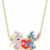 Necklaces | Disney Disney Womens Stitch And Angel Heart Pendant Necklace 18\" - 18Kt Flash Plated Stitch Necklace Officially Licensed