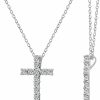 Necklaces | Amazon Essentials Amazon Essentials Platinum Or Gold Plated Sterling Silver Cross Pendant Necklace With Infinite Elements Zirconia, 18" (Previously Amazon Collection)