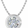 Necklaces | FINEROCK Finerock 1/5 Carat Bezel Set Diamond Solitaire Pendant Necklace In 14K Gold (Included Silver Chain) - Igi Cert