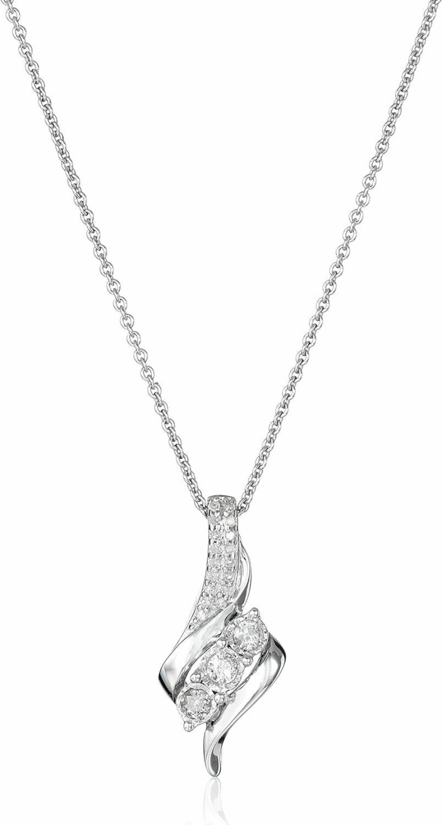 Necklaces | Amazon Collection Amazon Essentials Diamond 3 Stone Pendant Necklace (1/4 Cttw), 18\" (Previously Amazon Collection)