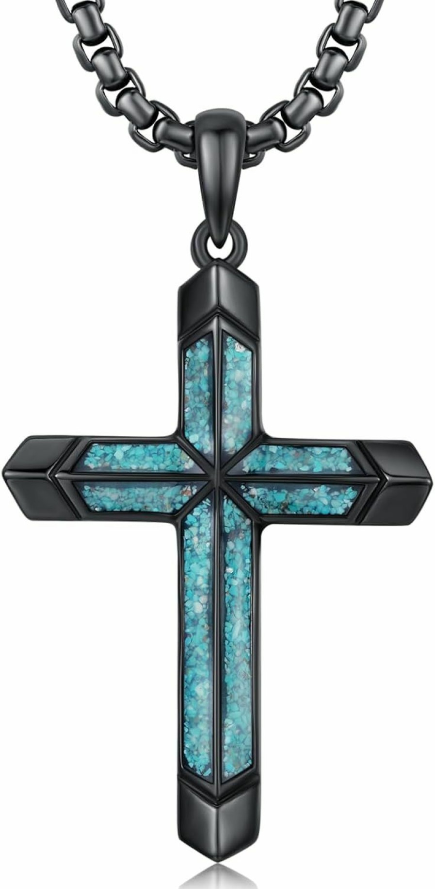 Necklaces | TwoAnts Twoants Black Cross Necklace 925 Sterling Silver Western Turquoise Pendant Necklace Gothic Black Jewelry Gifts For Men Women