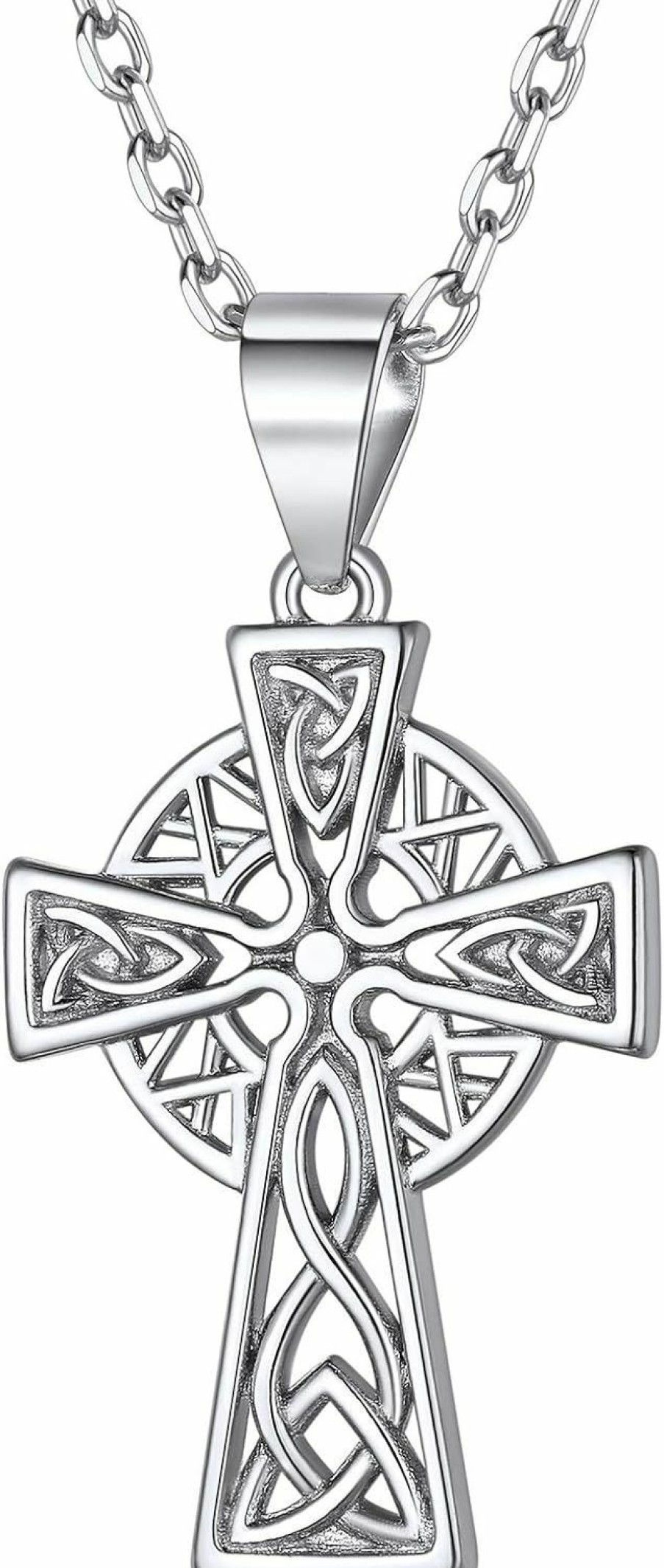 Necklaces | ChicSilver Chicsilver 925 Sterling Silver Good Luck Irish Celtic Knot Necklaces Vintage Triangle/Cross/Round Pendant Necklaces Gift For Women (With Gift Box)