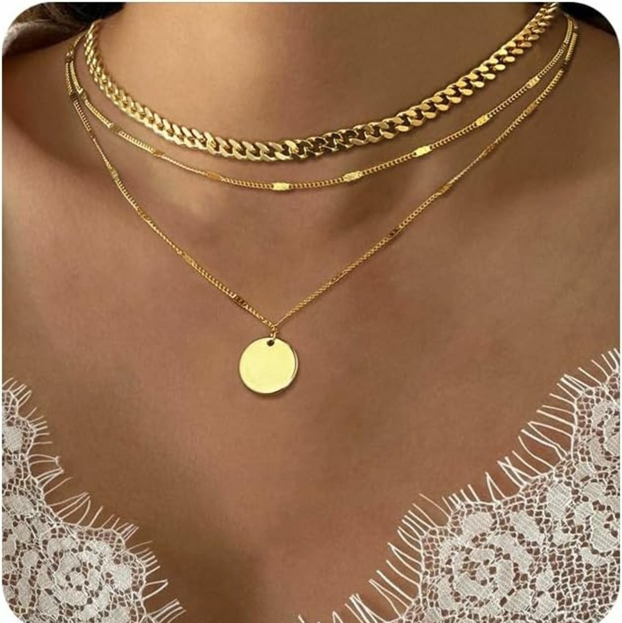 Necklaces | JECOMY Jecomy 14K Gold Plated Layering Necklaces For Women Gold Necklace Set, Cuban Link, Snake Chain, Paperclip Layered Chains, Twisted Rope And Twisted Chain, Trendy Layering Necklace