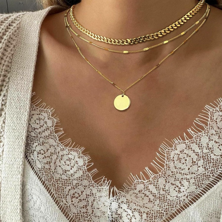 Necklaces | JECOMY Jecomy 14K Gold Plated Layering Necklaces For Women Gold Necklace Set, Cuban Link, Snake Chain, Paperclip Layered Chains, Twisted Rope And Twisted Chain, Trendy Layering Necklace