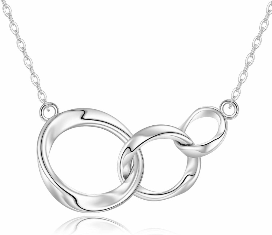 Necklaces | FENCCI Fencci 14K Real Gold Interlocking Circle Necklace For Women, Solid Gold Three Circle Necklace Generation Necklace, Three Sister Necklace Birthday Valentines Day Gift For Her Mom Nana Sister, 16+2 Inch