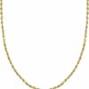 Necklaces | PORI JEWELERS Pori Jewelers 14K Yellow Gold 1.5Mm, 2Mm, 2.5Mm, 3Mm, 4Mm, Or 5Mm Diamond Cut Rope Chain Necklace - Sizes 16" -30"