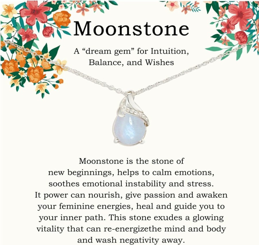 Necklaces | AnalysisyLove Analysisylove Sterling Silver Moonstone Necklace, New Beginnings, Inspirational Gifts For Women, Moonstone Jewelry, Best Friend Birthday Gift Ideas