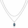 Necklaces | Vrsilver Vrsilver Mothers Day Gifts For Mom - Layered Birthstone Necklace For Women Girls, Gold Layered Paperclip Chain Choker Necklace With Rectangle Birthstone Pendant Birthday Gifts For Women Girls Jewelry