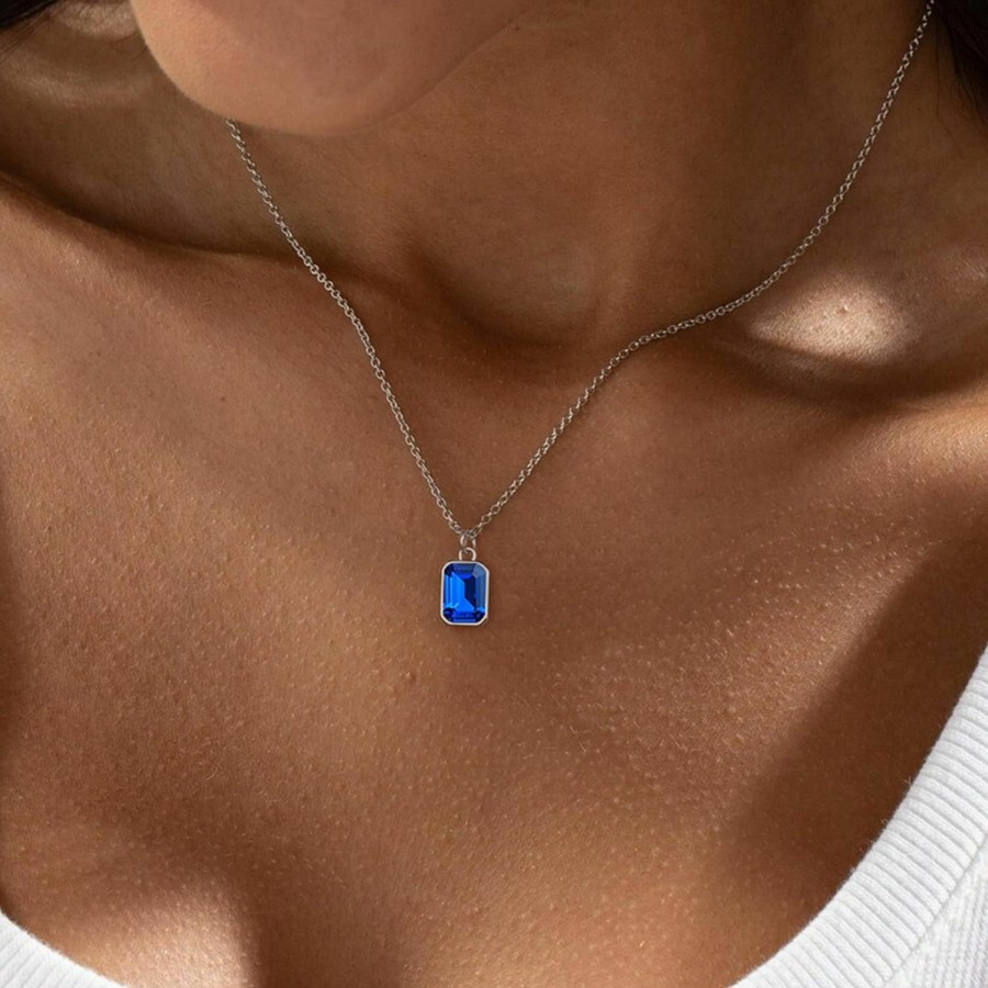 Necklaces | Vrsilver Vrsilver Mothers Day Gifts For Mom - Layered Birthstone Necklace For Women Girls, Gold Layered Paperclip Chain Choker Necklace With Rectangle Birthstone Pendant Birthday Gifts For Women Girls Jewelry