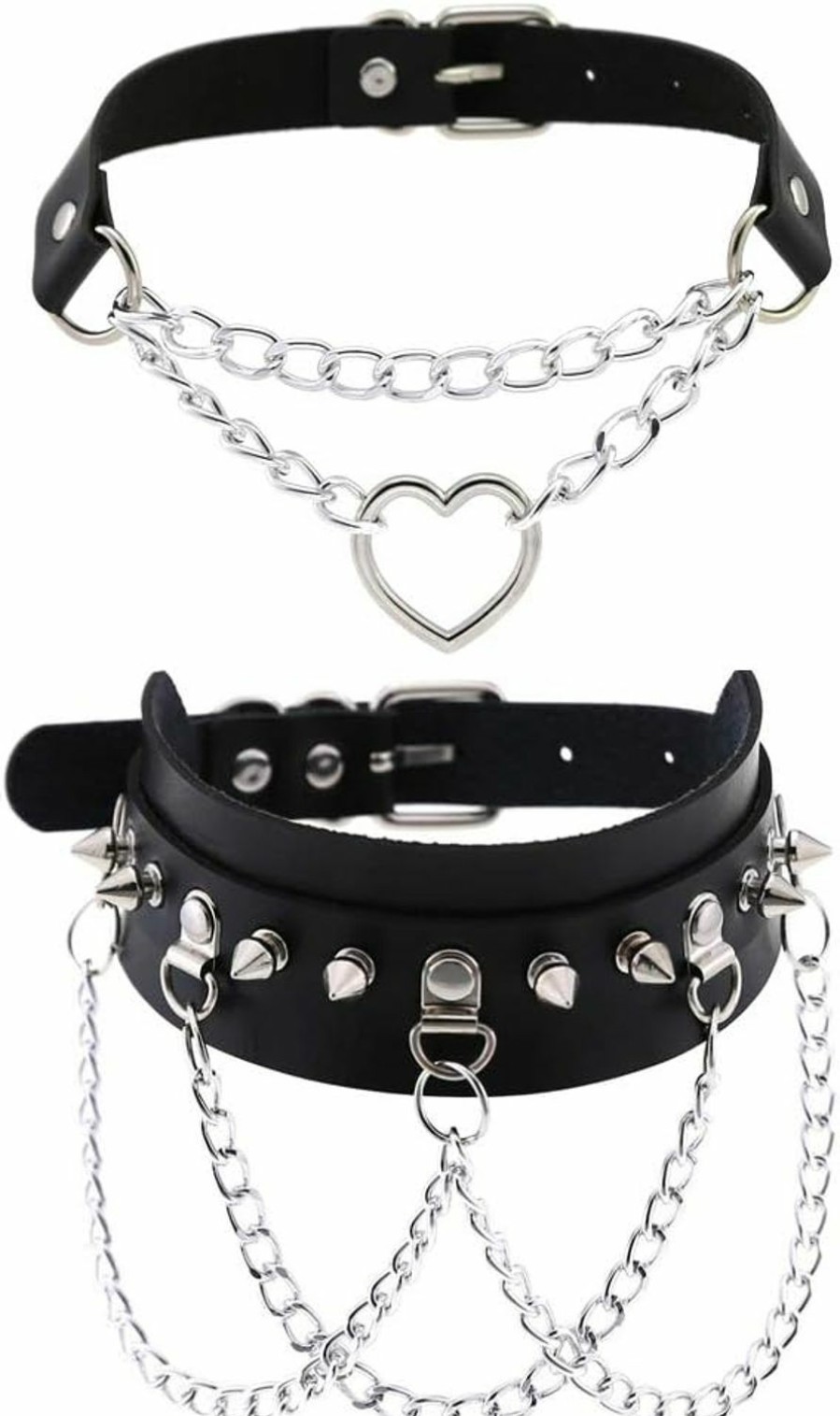 Necklaces | MUGEER BTY Leather Choker Collar Necklace, Heart Shape Gothic Punk Rock Choker Necklace Collars