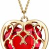 Necklaces | AILUOR Ailuor The Legend Of Zelda Skyward Sword Heart Crystal Necklace Container Keychain Cosplay Created Sapphire Ruby Big Heart Pendant Anime Jewelry Valentines Gifts For Women Girl