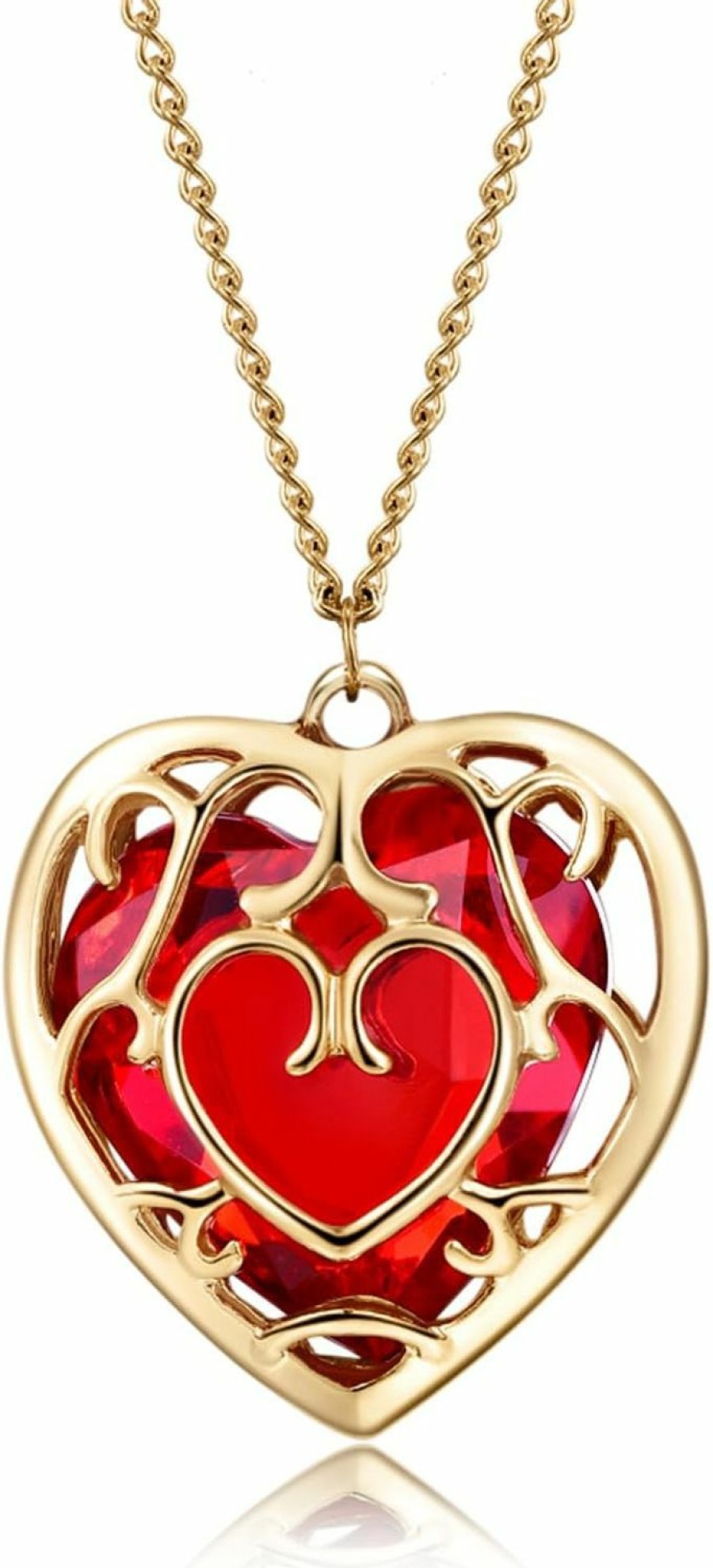 Necklaces | AILUOR Ailuor The Legend Of Zelda Skyward Sword Heart Crystal Necklace Container Keychain Cosplay Created Sapphire Ruby Big Heart Pendant Anime Jewelry Valentines Gifts For Women Girl