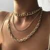 Necklaces | JWICOS Jwicos Gold Miami Cuban Link Chain For Women And Girls Chunky Chain Necklace With Three Layer Boho Bohemia Choker