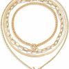 Necklaces | Ingemark Ingemark 4Pcs Layered Gold Choker Necklace Sets For Women Girls Trendy Retro Coin Medallion Pendant Dainty Snake Chain Toggle Clasp Necklaces Fashion Chunky Costome Jewelry Gifts