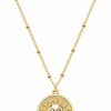 Necklaces | Valloey Rover Valloey Rover Vintage Circle Coin Necklace For Women Gold Carved Chunky Pendant Necklace 14K Gold Plated Retro Textured Medallion Disc Pendant Necklace