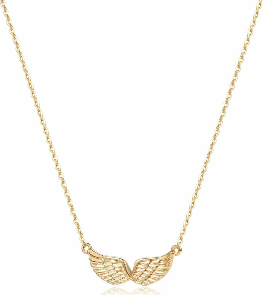 Necklaces | MEVECCO Mevecco Gold Angel Wings Pendant Necklace,18K Gold Filled Cute Tiny Guardian Angel Charm Necklace,Dainty Simple Minimalist Necklace For Women