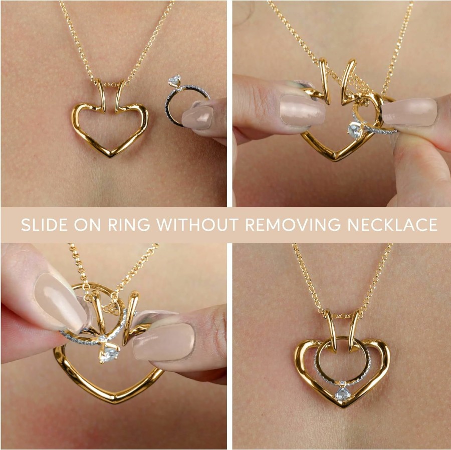 Necklaces | Emily C Emily C Original Patented S925 Gold Ring Holder Necklace - Sterling Silver - Wedding Ring Holder Necklace Gift For Her