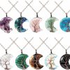 Necklaces | Amazon 10 Pieces Crystal Necklaces Life Tree Moon Necklace Healing Crystal Stones Necklaces Spiritual Pendants Natural Quartz Jewelry With Exquisite Velvet Bag For Women Girls