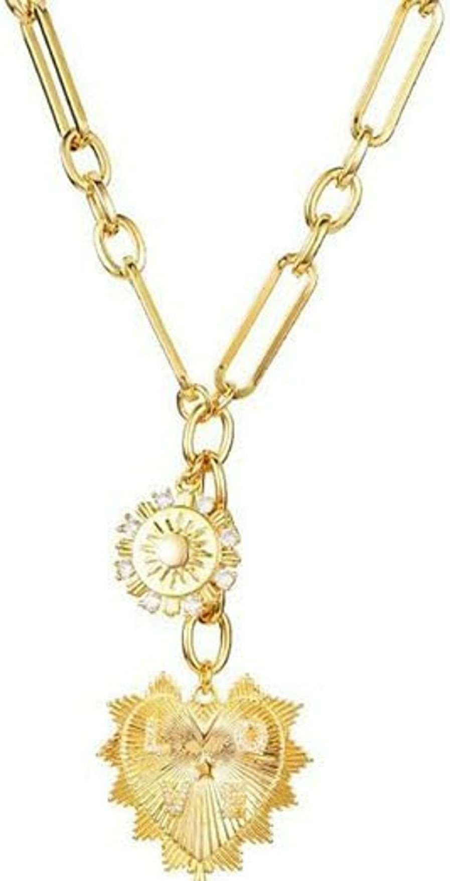 Necklaces | YALASOBA Yalasoba Sun Love Heart Pendant Choker Necklace For Women And Gils,18K Gold Plated Multi Pendants Chunky Chain Hip Hop Neutral Jewelry