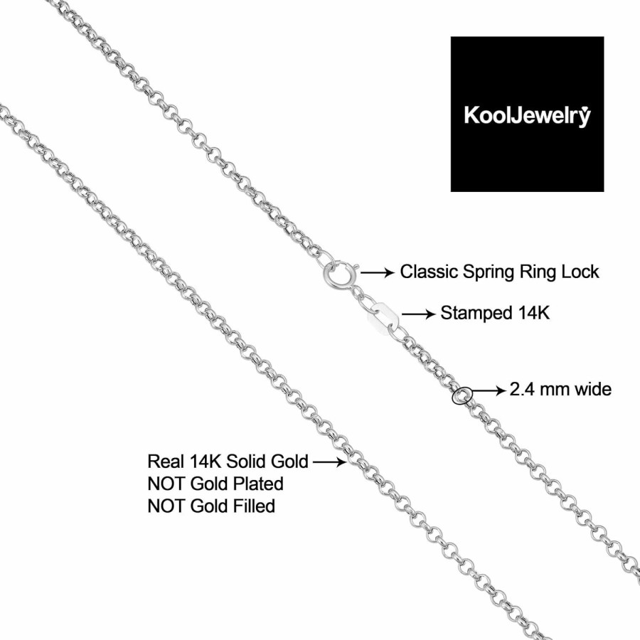 Necklaces | Kooljewelry Kooljewelry 14K White Gold 2.4 Mm Rolo Chain Necklace