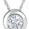 Necklaces | P3 POMPEII3 P3 Pompeii3 14K White, Yellow, Or Rose Gold 1/4 Ct T.W. Diamond Round-Cut Bezel Solitaire Pendant Women'S Necklace With 18\" 14K Gold Chain