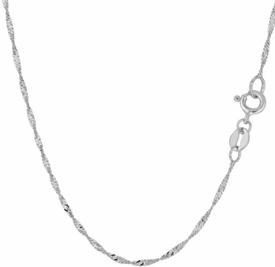 Necklaces | The Diamond Deal 14K Yellow Or White Gold 1.5Mm Shiny Diamond-Cut Classic Singapore Chain Necklace For Pendants And Charms With Spring-Ring Clasp (10" 16" 18" 20" Or 24" Inch)