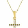 Necklaces | Anelise Anelise 14K Solid Gold Cross Necklaces For Women | Plain Crucifix Pendant Necklace | Diamond Cross Necklace For Women | Dainty Necklaces | 18\" | Gemstone Real Yellow Fine Gold