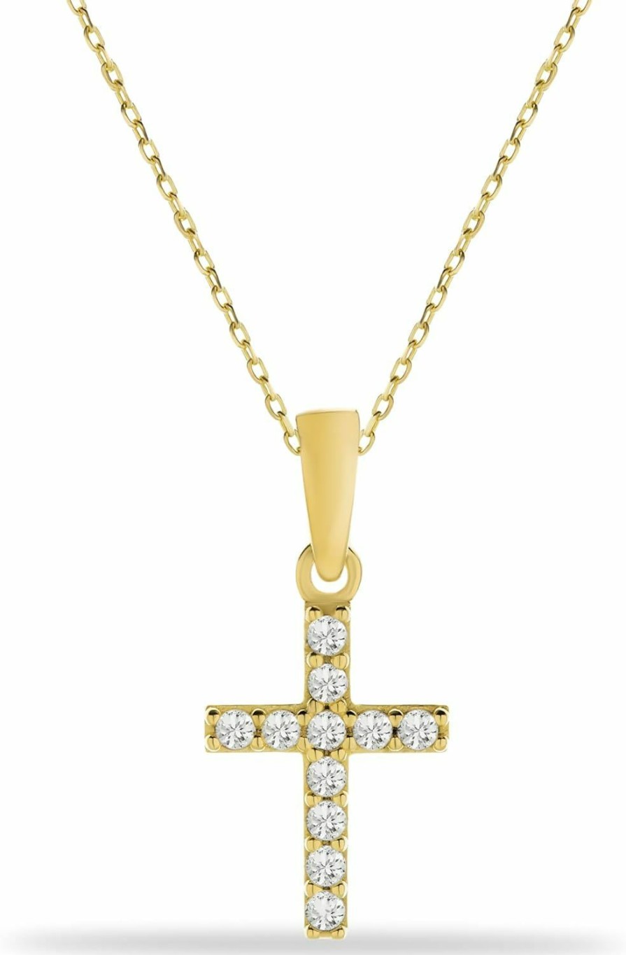 Necklaces | Anelise Anelise 14K Solid Gold Cross Necklaces For Women | Plain Crucifix Pendant Necklace | Diamond Cross Necklace For Women | Dainty Necklaces | 18\" | Gemstone Real Yellow Fine Gold