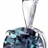 Necklaces | PEORA Peora Created Alexandrite Pendant For Women 14K White Gold, Color-Changing Classic Solitaire, 2.35 Carats Round Shape 8Mm, Aaa Grade