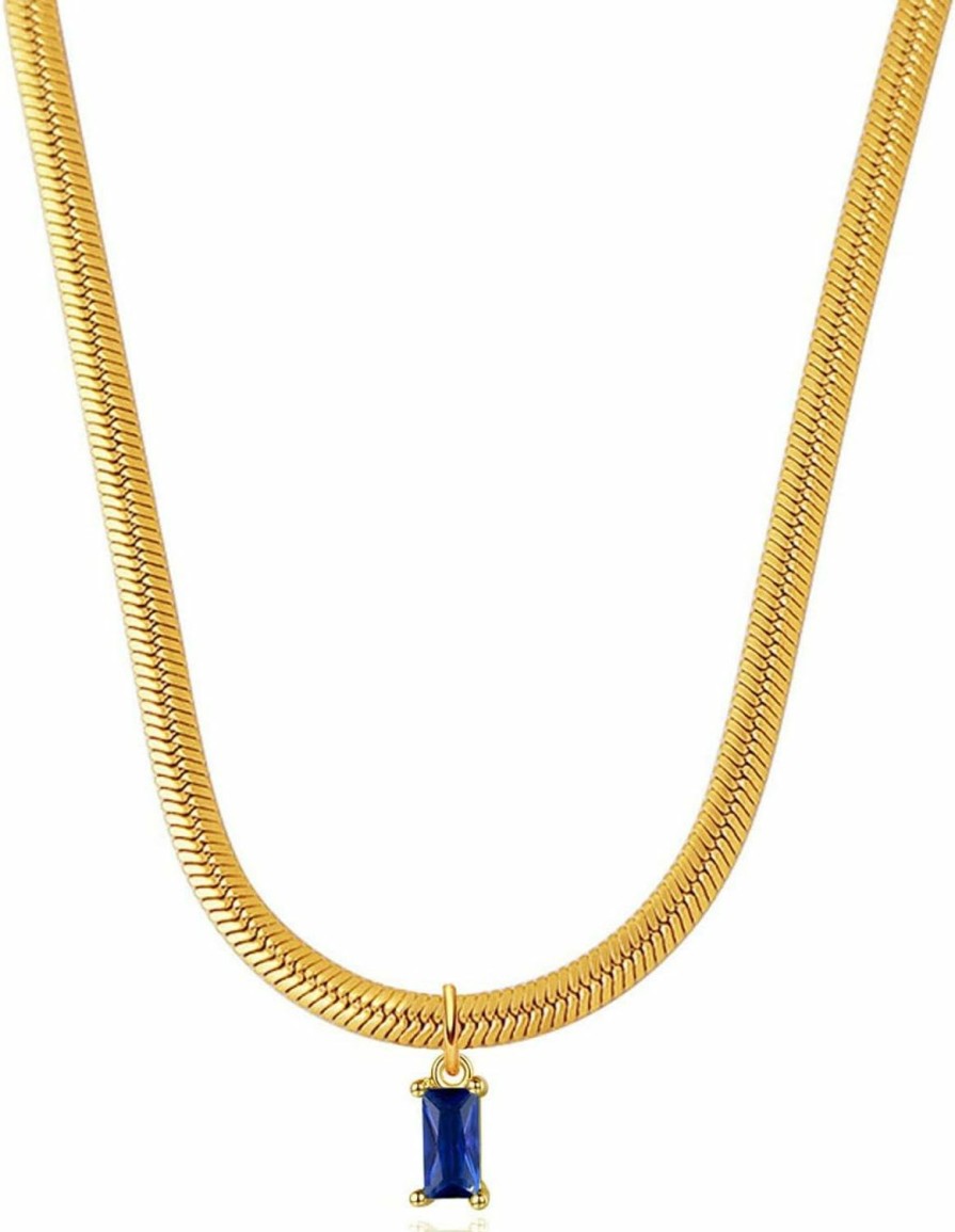 Necklaces | GOGOEY Gogoey 18K Gold Filled Vintage Choker Necklaces For Women Waterproof Gold Choker Necklace Anti Tarnish Gemstone Zircon Rectangle Pendant Necklace