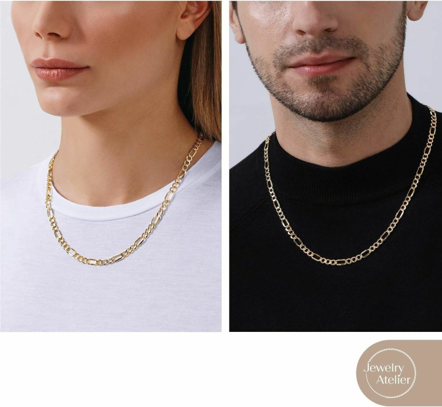 Necklaces | Jewelry Atelier Jewelry Atelier Gold Chain Necklace Collection - 14K Solid Yellow Gold Filled Figaro Chain Necklaces For Women And Men With Different Sizes (2.8Mm, 3.7Mm, 4.7Mm, 5.6Mm)