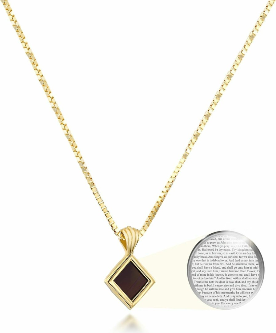 Necklaces | NanoStyle Tiny Christian Pendant With Smallest Nano Bible - On Square Rhombus Necklace For Women With Entire Kjv New Testament Holy Scriptures On 0.2\" Microchip, Religious Jewelry For Her, 18\" Box Chain