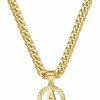 Necklaces | KissYan Kissyan Gold Initial Necklace,14K Gold Plated Round Letter Pendant Hollow Capital Monogram 5Mm Cuban Chain Necklace Alhpabets From A-Z Dainty Jewelry For Women Men Girls