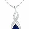 Necklaces | Angara Angara Natural 0.75 Carat Blue Sapphire Infinity Pendant Necklace For Women, Girls With Diamonds In 14K White Gold With 18 Inch Chain - September Birthstone Jewelry Gift