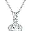 Necklaces | WTYIM Wtyim 2Ct Moissanite Pendant Necklace For Women, 18K White Gold Plated 925 Sterling Silver D Color Ideal Cut Moissanite Diamond Necklace With Box Chain Birthday Christmas Gift For Her Mom Wife