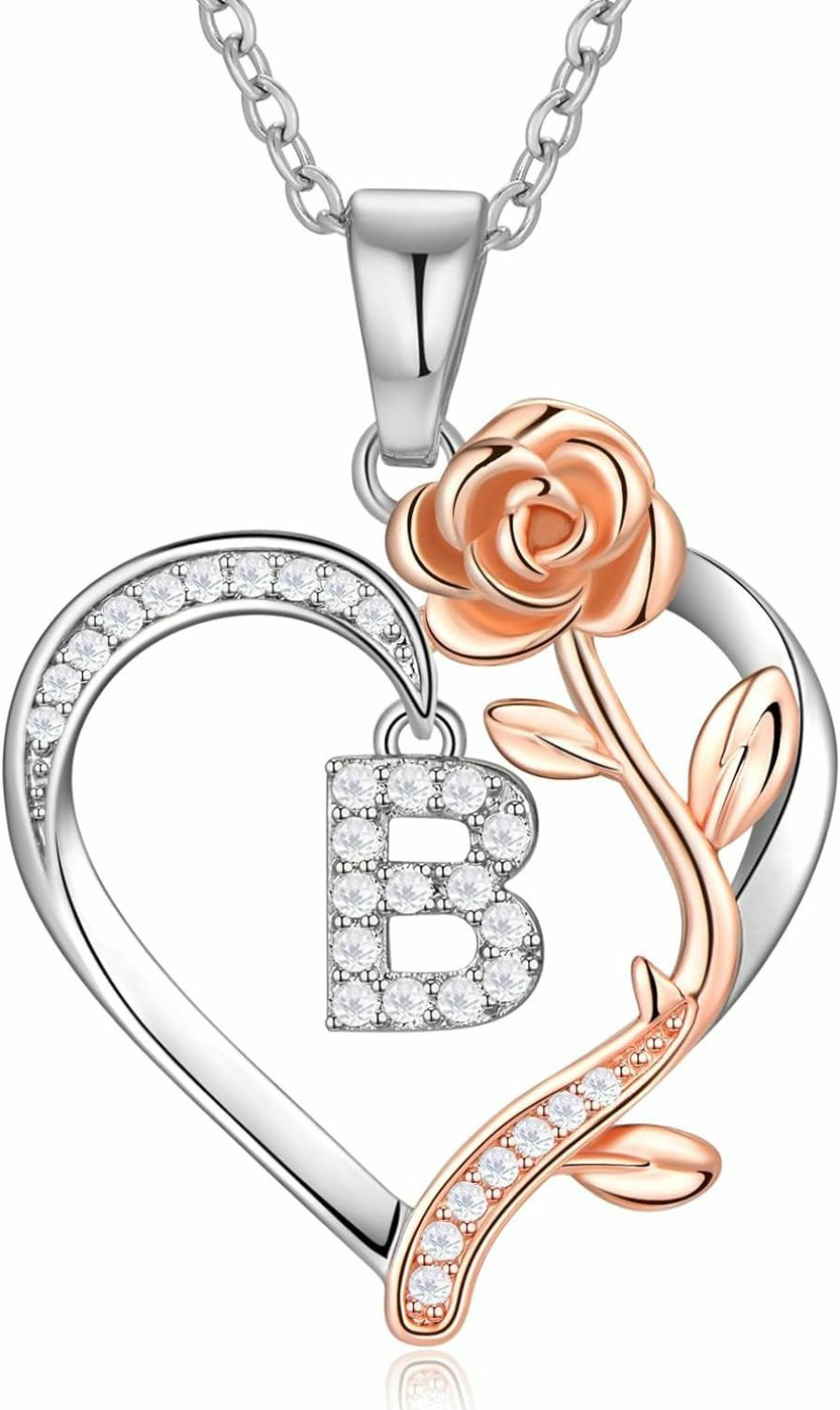 Necklaces | DFUNH Dfunh Rose Heart Initial Necklace Gifts For Women, S925 Sterling Silver Initial Letter Necklaces For Wife, Heart Letter Pendant Necklace Jewelry Mothers Day Valentines Day Anniversary Christmas Birthday Gifts For Her Mom Wife Girlfriend