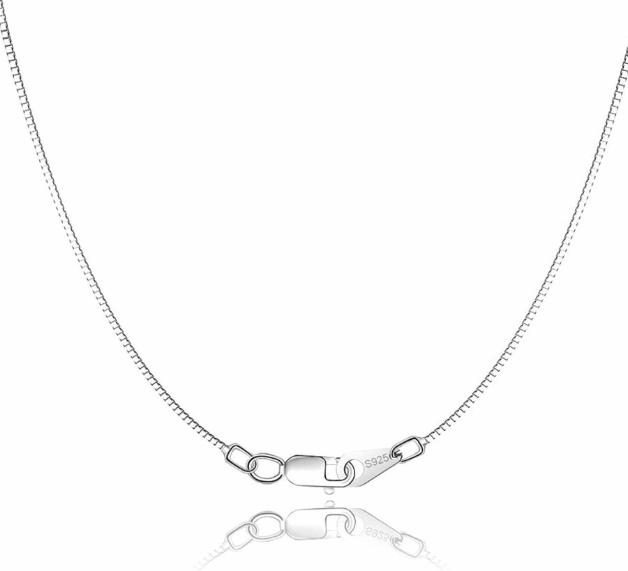 Necklaces | Jewlpire Jewlpire Solid 18K Gold Over 925 Sterling Silver Chain Necklace For Women Girls, 0.8Mm Box Chain Lobster Claw Clasp-Super Thin & Strong Necklace Chain 16/18/20/22/24 Inch